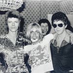 David Bowie, Iggy Pop and Lou Reed, Dorchester Hotel, 1972Black and white, limited edition archival photographic print, signed and numbered 24/50. 20x24in. $1500-2000.